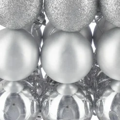 Relaxdays kerstballen - 50x st - zilver - 3, 4 en 6 cm -kunststof