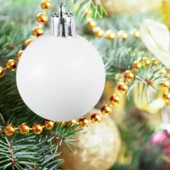 Relaxdays kerstballen - 100x st - wit - 3, 4 en 6 cm -kunststof