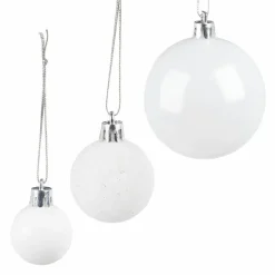 Relaxdays kerstballen - 100x st - wit - 3, 4 en 6 cm -kunststof