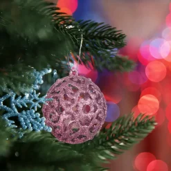 Relaxdays kerstballen - 50x - lichtroze - 3, 4 en 6 cm -kunststof