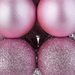 Relaxdays kerstballen - 50x - lichtroze - 3, 4 en 6 cm -kunststof