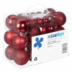 Relaxdays kerstballen - 50x - rood - 3, 4 en 6 cm -kunststof