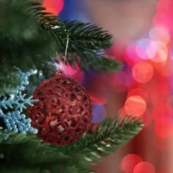 Relaxdays kerstballen - 50x - rood - 3, 4 en 6 cm -kunststof