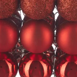 Relaxdays kerstballen - 50x - rood - 3, 4 en 6 cm -kunststof