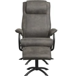 Relaxfauteuil Vincent incl. hocker - Stof Preston - antraciet