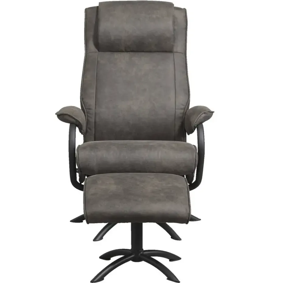 Relaxfauteuil Vincent incl. hocker - Stof Preston - antraciet