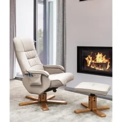 RELAXPRO - Relaxfauteuil met voetenbank - Lichtbeige - Kunstleer