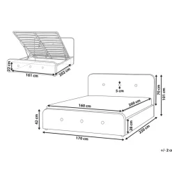 RENNES - Bed met opbergruimte - Grijs - 160x200 cm - Polyester