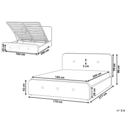 RENNES - Bed met opbergruimte - Grijs - 160x200 cm - Polyester
