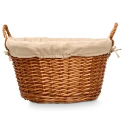 Rieten opberg mand - gevlochten riet - bruin - 51 x 45 x 28 cm