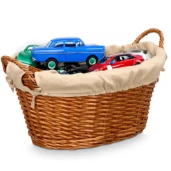 Rieten opberg mand - gevlochten riet - bruin - 54 x 37 x 30 cm