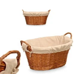 Rieten opberg mand - gevlochten riet - bruin - 54 x 37 x 30 cm