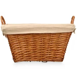 Rieten opberg mand - gevlochten riet - bruin - 52 x 35 x 30 cm