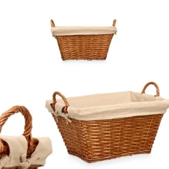 Rieten opberg mand - gevlochten riet - bruin - 52 x 35 x 30 cm