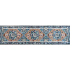 RITAPURAM - Laagpolig vloerkleed - Blauw - 80 x 300 cm - Polyester