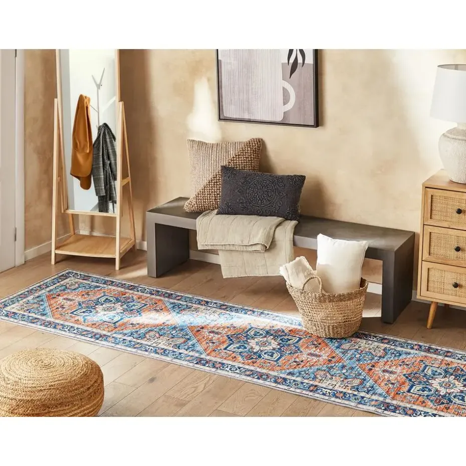 RITAPURAM - Laagpolig vloerkleed - Blauw - 80 x 300 cm - Polyester