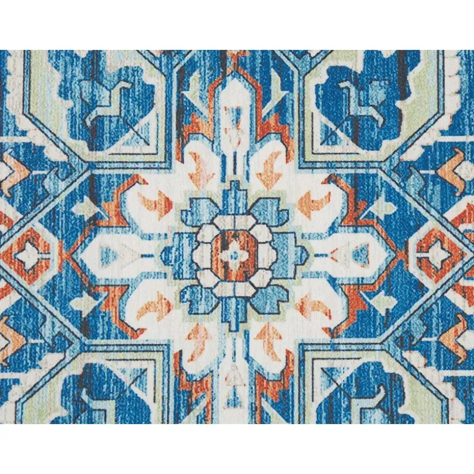 RITAPURAM - Laagpolig vloerkleed - Blauw - 80 x 300 cm - Polyester