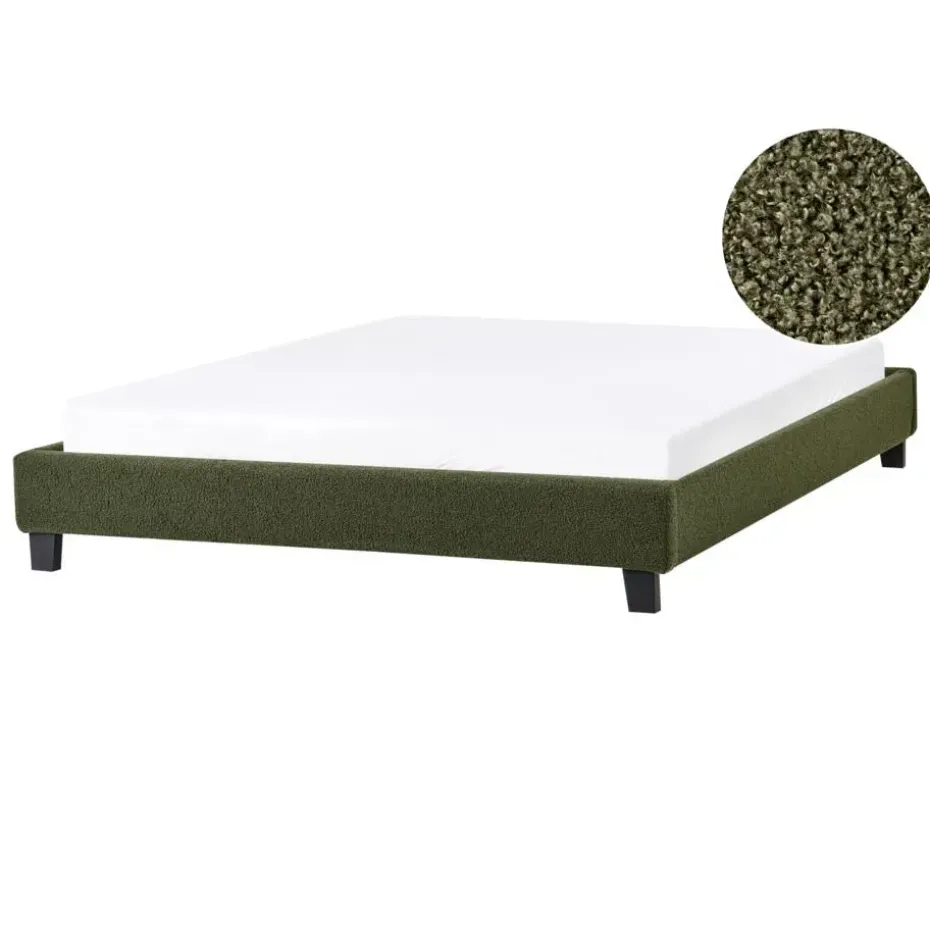 ROANNE - Tweepersoonsbed - Donkergroen - 140 x 200 cm - Bouclé