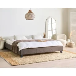 ROANNE - Tweepersoonsbed - Taupe - 180 x 200 cm - Bouclé