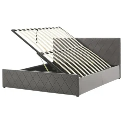 ROCHEFORT - Bed met opbergruimte - Grijs - 140 x 200 cm - Fluweel