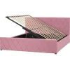 ROCHEFORT - Tweepersoonsbed - Roze - 160 x 200 cm - Fluweel