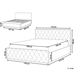 ROCHEFORT - Tweepersoonsbed - Roze - 160 x 200 cm - Fluweel