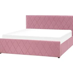 ROCHEFORT - Tweepersoonsbed - Roze - 160 x 200 cm - Fluweel