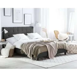 ROCHELLE - Tweepersoonsbed - Donkergrijs - 140 x 200 cm - Polyester