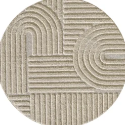 Rond Modern Japandi Vloerkleed - Beige - Boho Scandinavisch - Ø200 cm Laagpolig