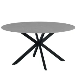 Ronde eettafel Yuna Ø150 cm marmerlook grijs - Stoneware - Grijs