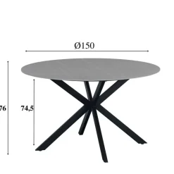 Ronde eettafel Yuna Ø150 cm marmerlook grijs - Stoneware - Grijs