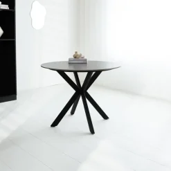 Ronde eettafel Yuna Ø150 cm marmerlook grijs - Stoneware - Grijs
