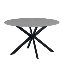 Ronde eettafel Yuna Ø130 cm marmerlook grijs - Stoneware - Grijs