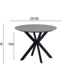 Ronde eettafel Yuna Ø130 cm marmerlook grijs - Stoneware - Grijs