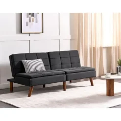 RONNE - Slaapbank 3-zits - Zwart - Polyester