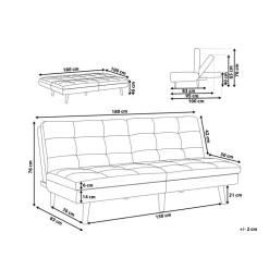 RONNE - Slaapbank 3-zits - Zwart - Polyester