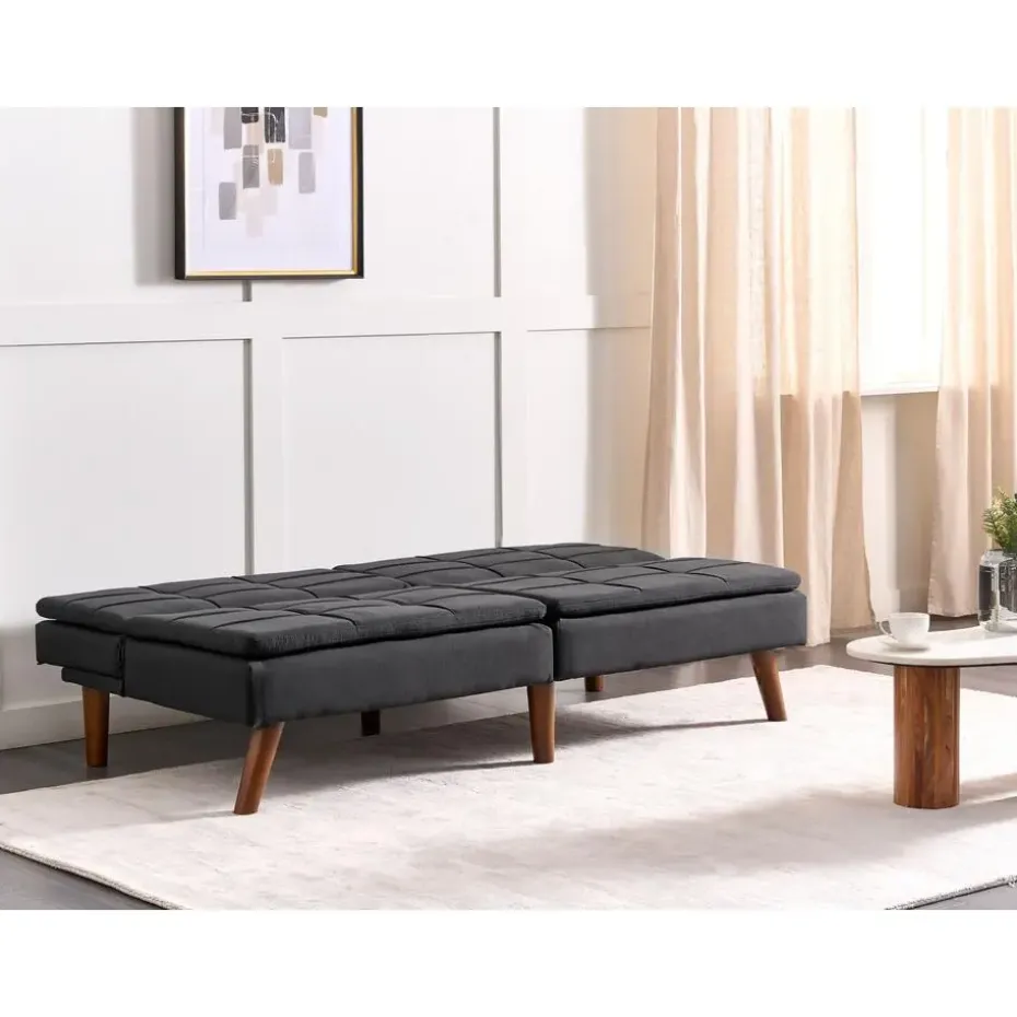 RONNE - Slaapbank 3-zits - Zwart - Polyester