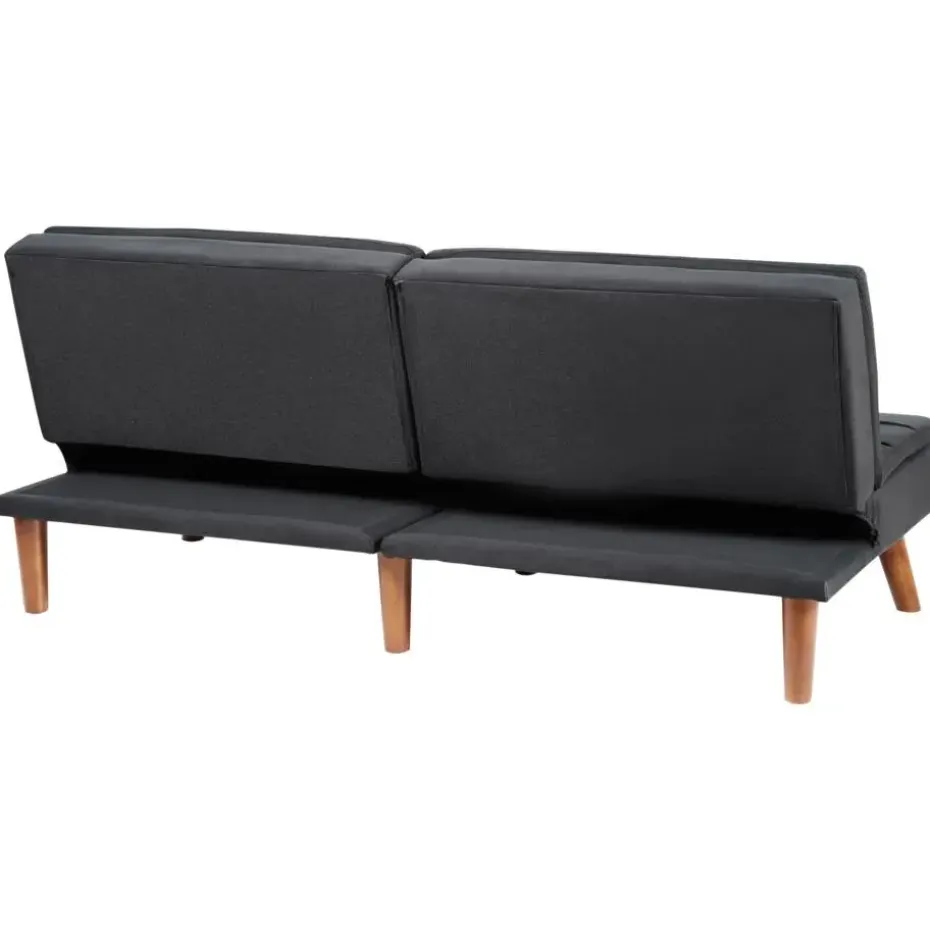 RONNE - Slaapbank 3-zits - Zwart - Polyester