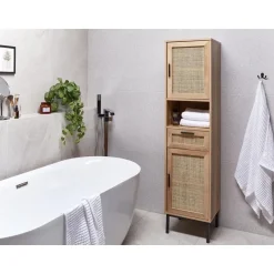 ROSELL - Staande badkamerkast - Lichthout - Vezelplaat