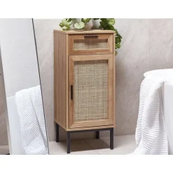 ROSELL - Staande badkamerkast - Lichthout - 40 x 92 cm - Vezelplaat