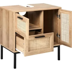 ROSELL - Staande wastafelkast - Lichthout - Vezelplaat