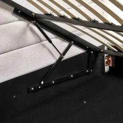 ROUEN - Bed met opbergruimte - Lichtbeige - 140 x 200 cm - Polyester