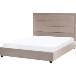 ROUEN - Tweepersoonsbed - Taupe - 140 x 200 cm - Fluweel