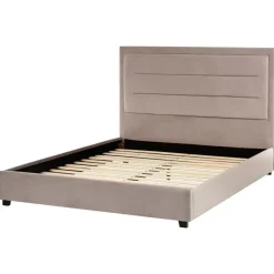 ROUEN - Tweepersoonsbed - Taupe - 140 x 200 cm - Fluweel