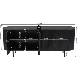 Rousseau Dressoir Lagos - 200 x 45 x 80 cm - Donkerbruin