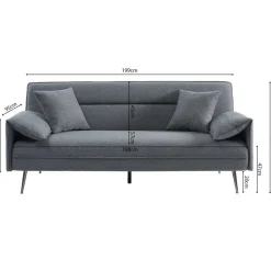 Rousseau Grijs Sivas Slaapbank - Eucalyptus Frame - H-H 95 x B-L 199 x D-P 89 cm