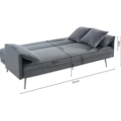 Rousseau Grijs Sivas Slaapbank - Eucalyptus Frame - H-H 95 x B-L 199 x D-P 89 cm