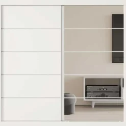 Rousseau Kledingkast Mike - 183 x 53 x 198 cm - Met spiegel - Wit