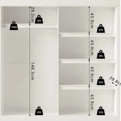 Rousseau Kledingkast Mike - 183 x 53 x 198 cm - Met spiegel - Wit