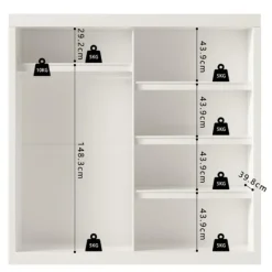 Rousseau Kledingkast Mike - 183 x 53 x 198 cm - Met spiegel - Wit